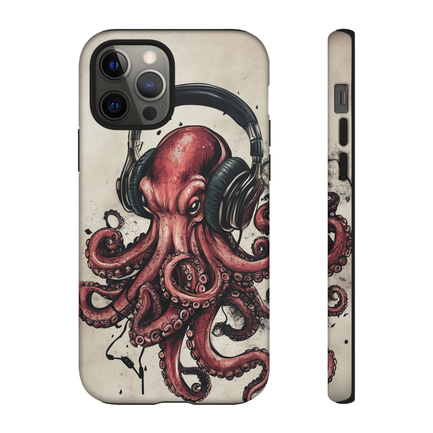 Retro Style Japanese Octopus Listening to Headphones Phone Cover