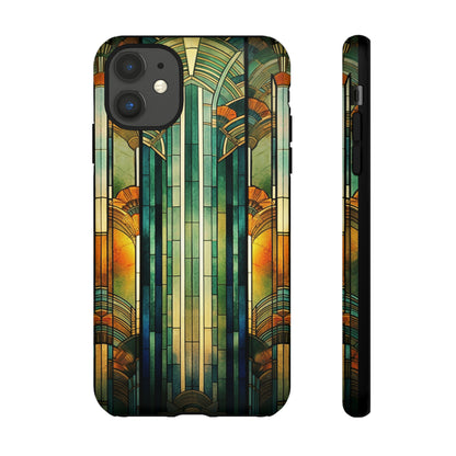 Art Deco Stained Glass floral Phone Case for iPhone 15, 14, Pro Max, 13, 12 & Samsung Galaxy S23, S22, S21, Google Pixel