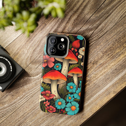 Psychedelic Retro Mushrooms iPhone case | Dive into Vintage Vibes