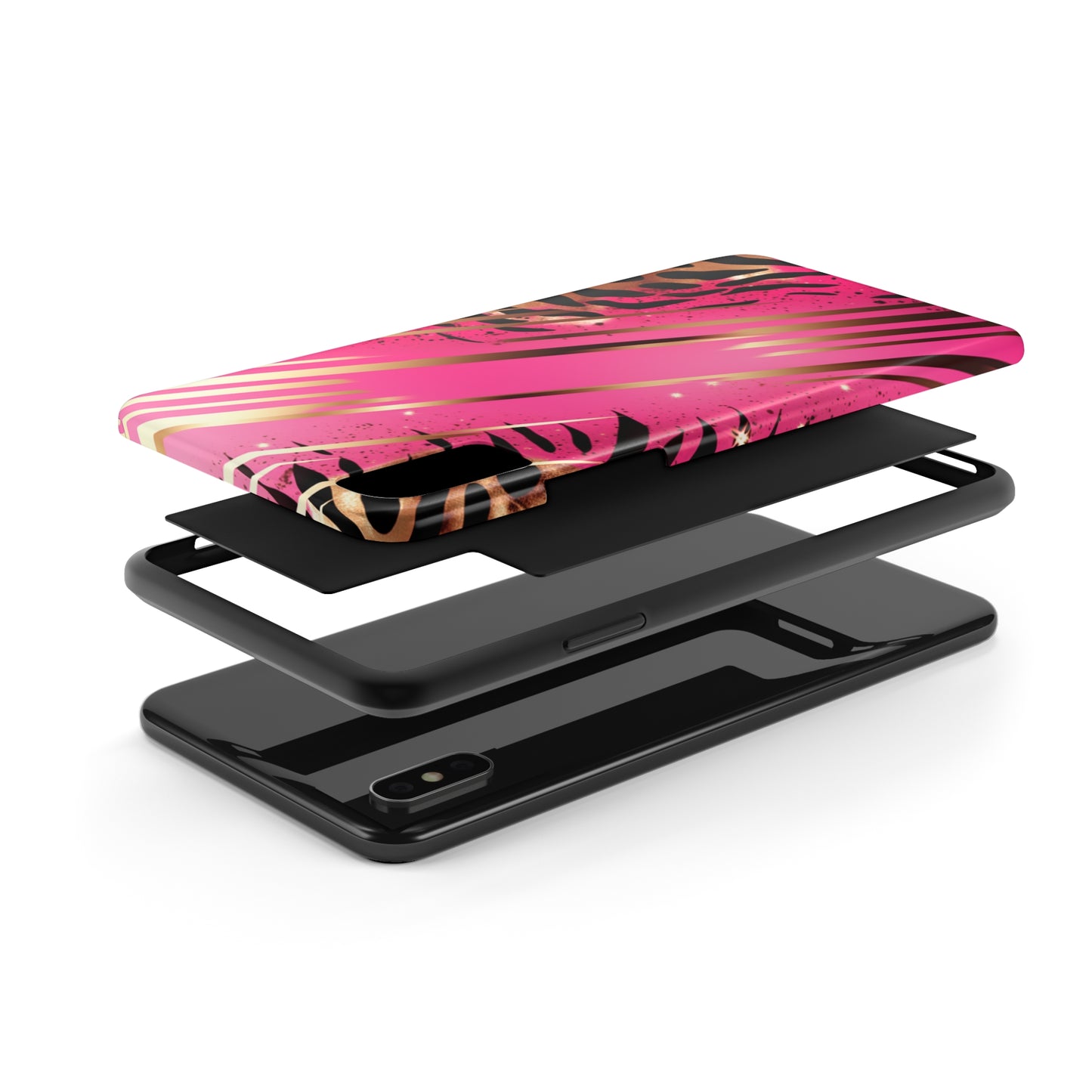 Elegant Wilderness: Pink & Gold Tiger Stripes | Mesmerizing Lush iPhone Case