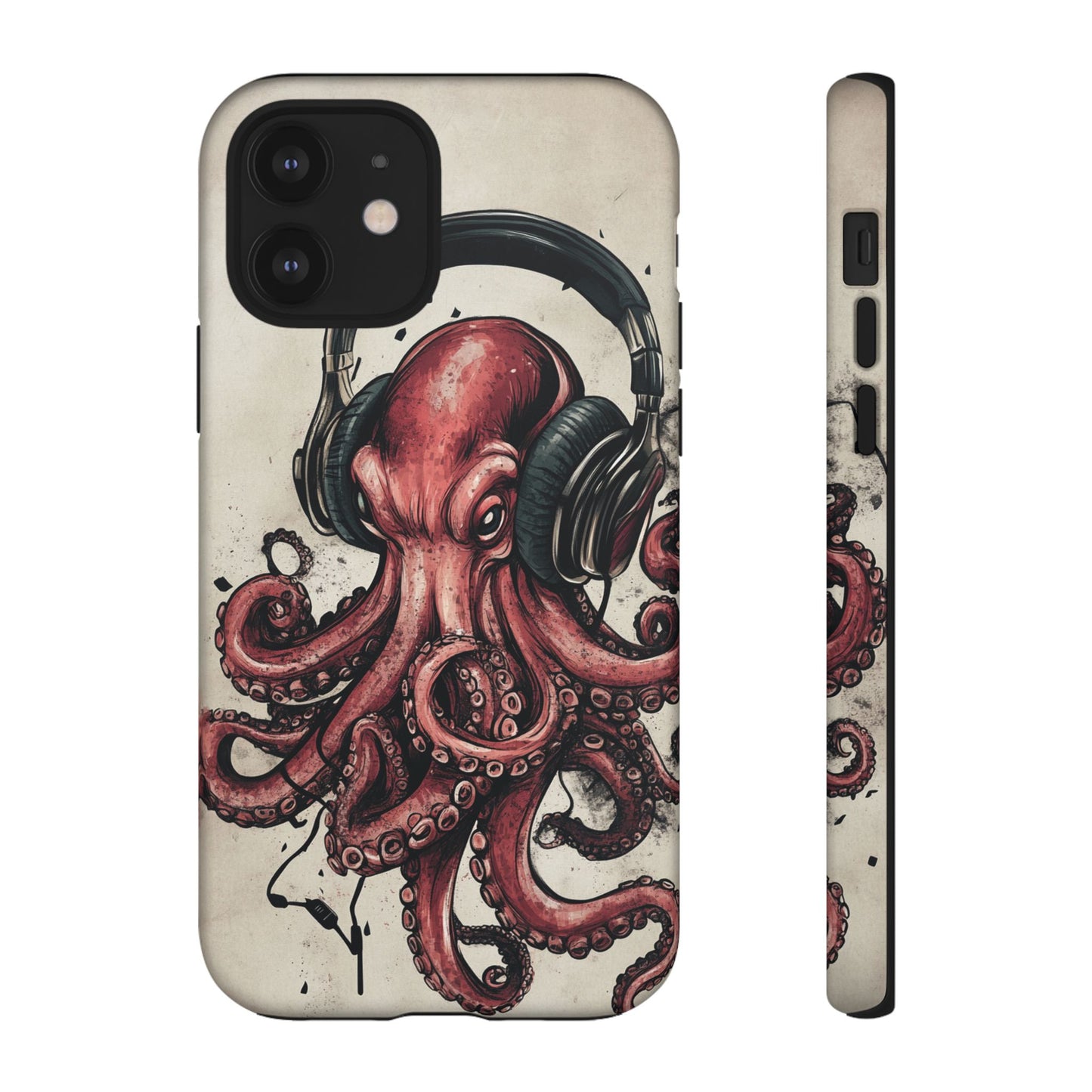 Retro Style Japanese Octopus Listening to Headphones Phone Cover