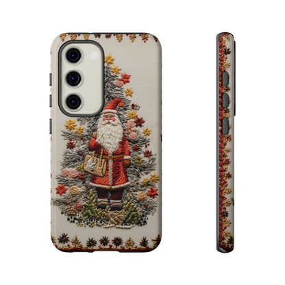 Vintage Embroidery Christmas Santa Phone Case