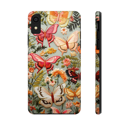 Embroidery Butterflies iPhone Case | Whimsical Elegance and Nature's Beauty in Handcrafted Detail