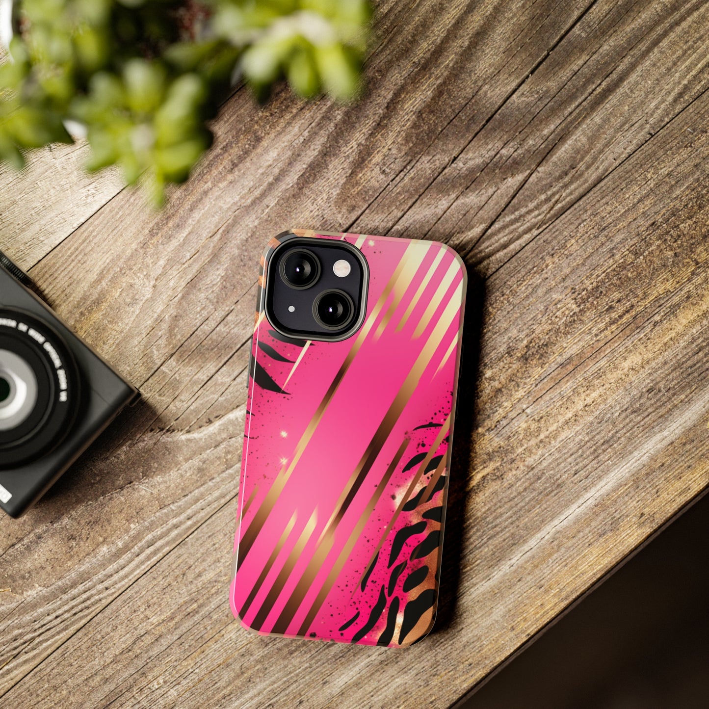 Elegant Wilderness: Pink & Gold Tiger Stripes | Mesmerizing Lush iPhone Case