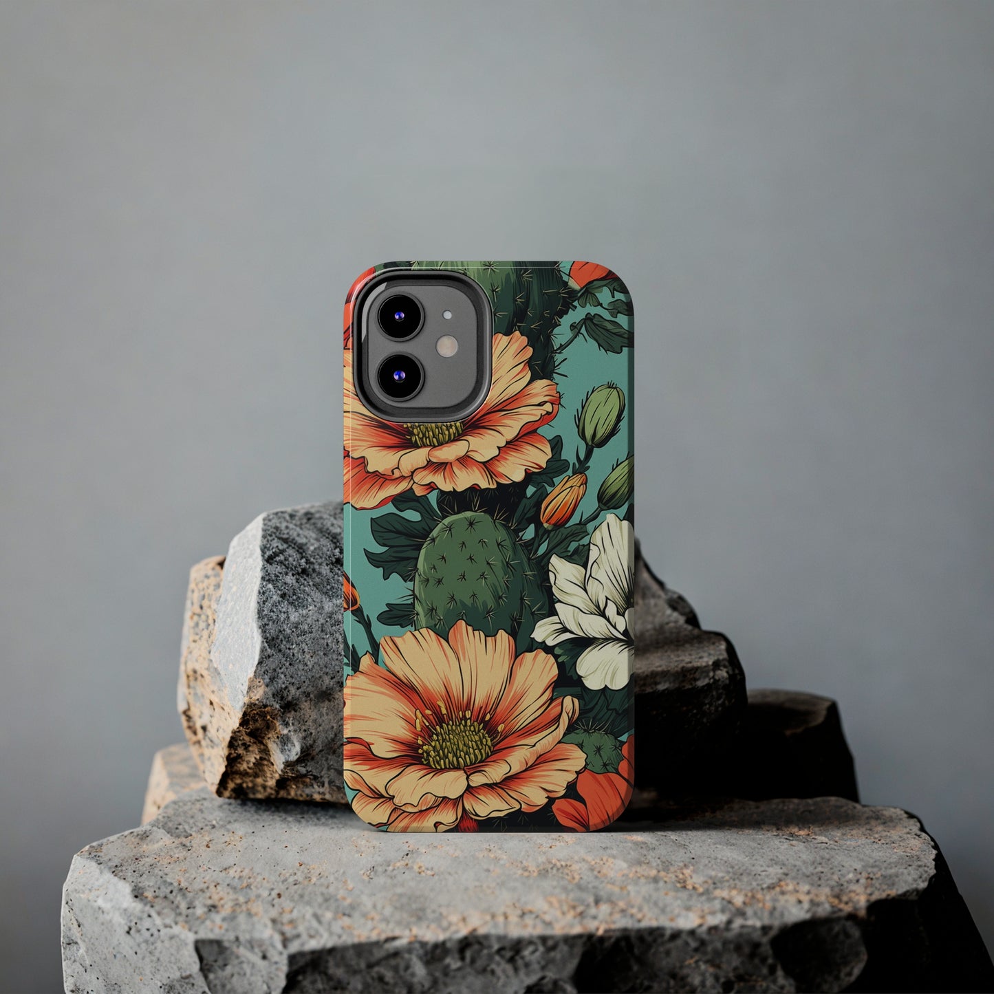 Desert Dream: Retro Vibe Cactus Tough iPhone Case