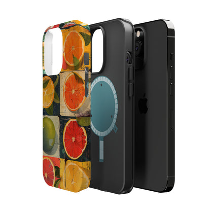 Italian Tile Citrus Fruit Abstract Floral Summer Style MagSafe Phone Case