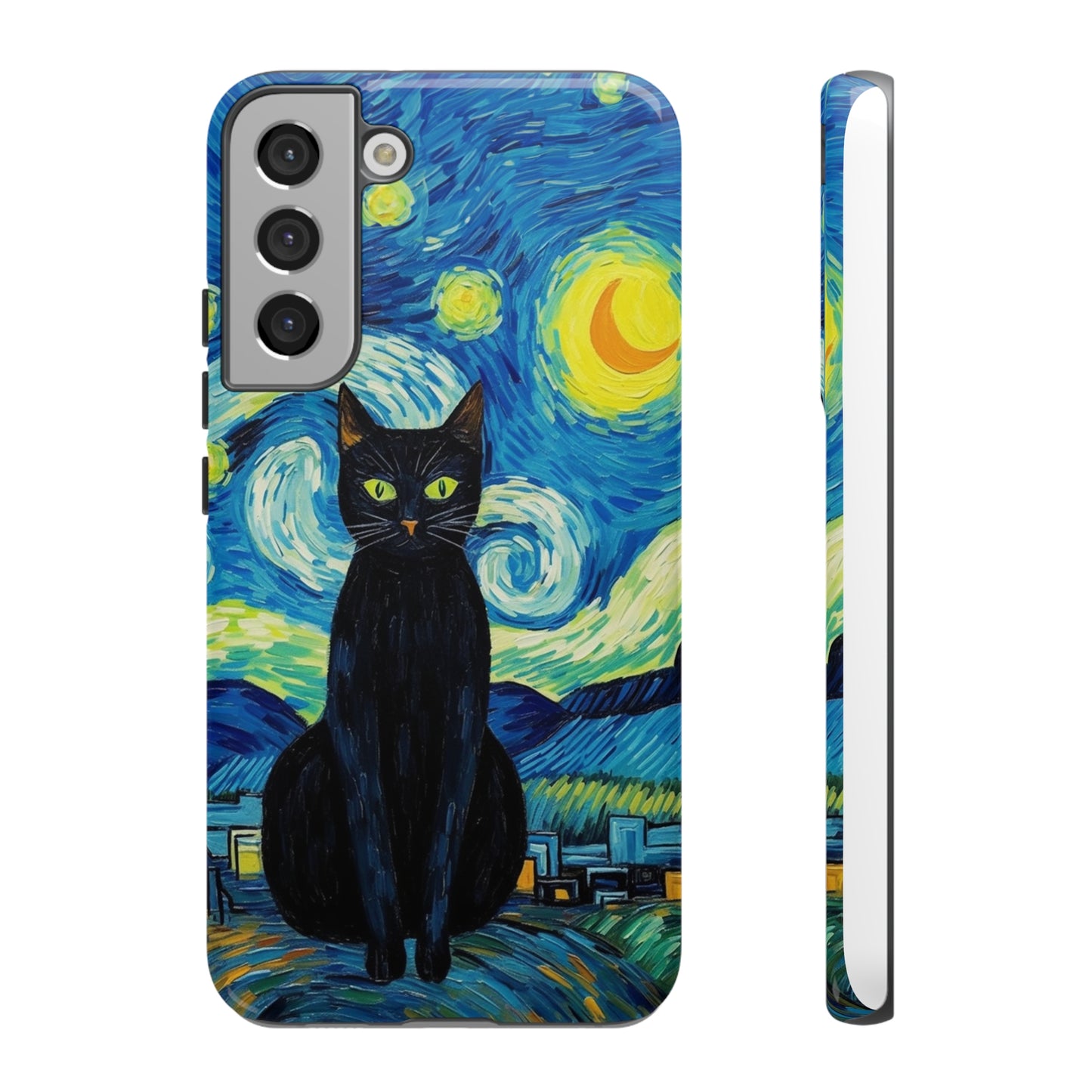 Starry Night Van Gogh Black Cat iPhone, Samsung Galaxy, Google Pixel  Case | Embrace Artistic Whimsy and Feline Charm