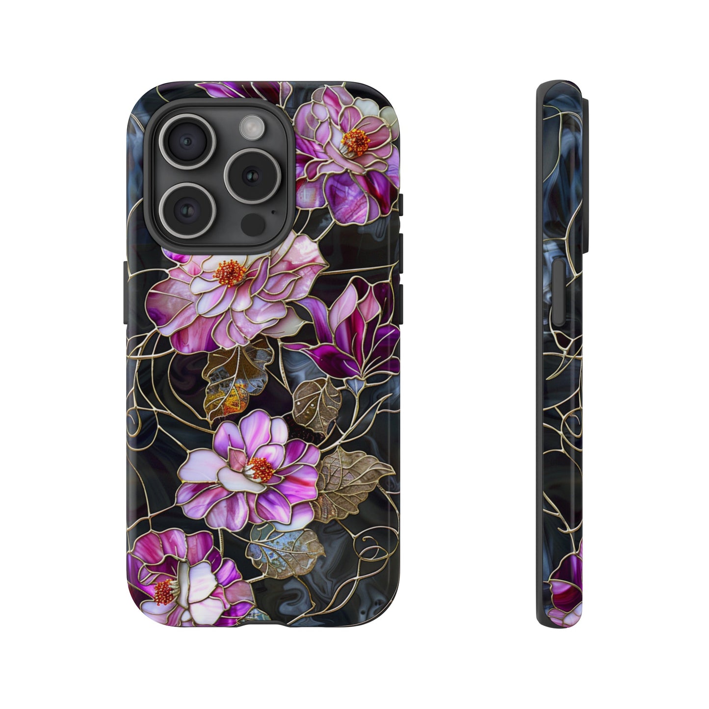 Magenta Color Floral Stained Glass Phone Case