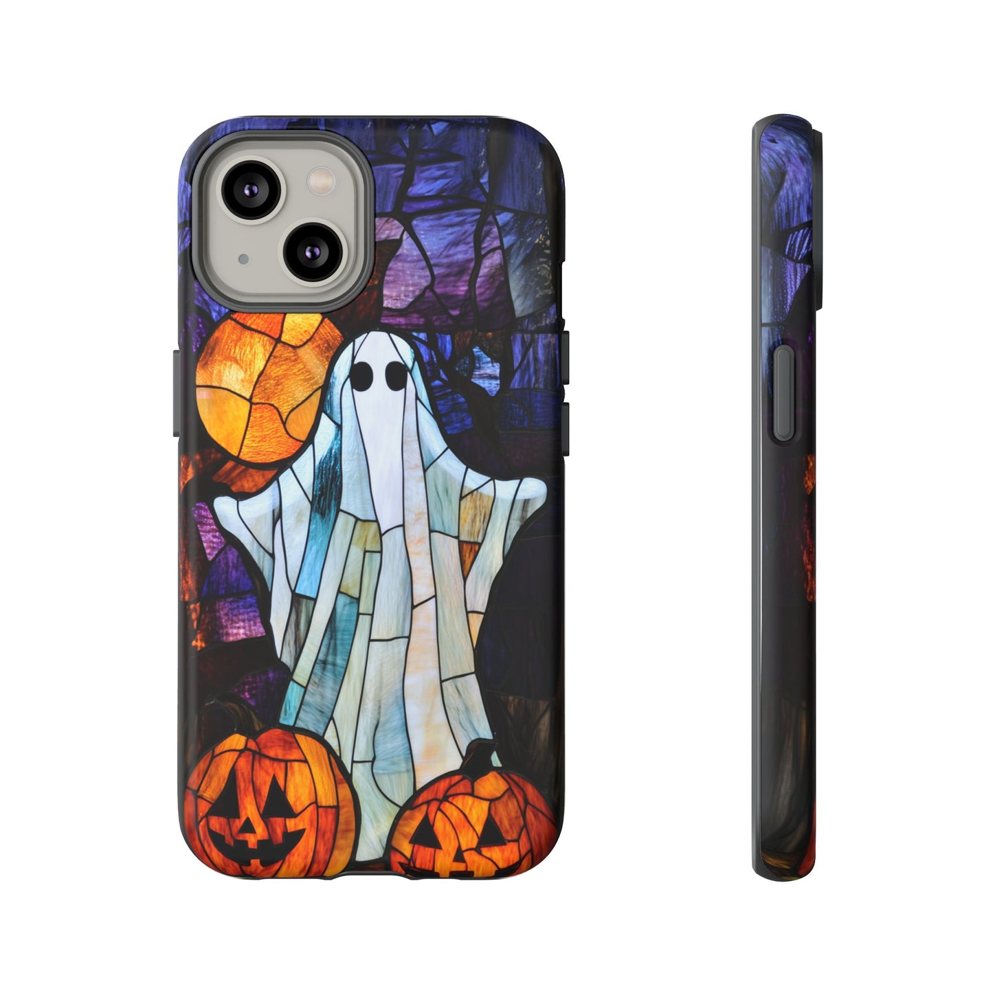 Stained Glass Halloween Ghost and Jack-o'-Lanterns Phone Cover