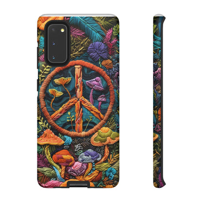 Embroidery Style Magic Mushrooms and Peace Sign Phone Case