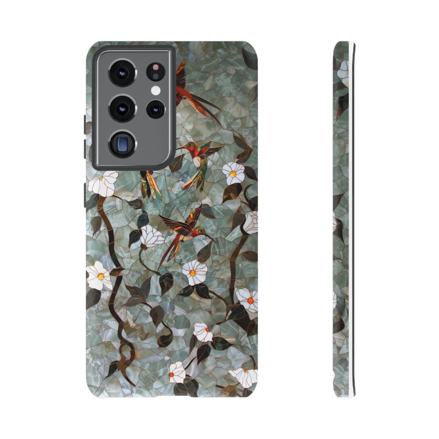 Stained Glass Hummingbirds and Flowers iPhone Case