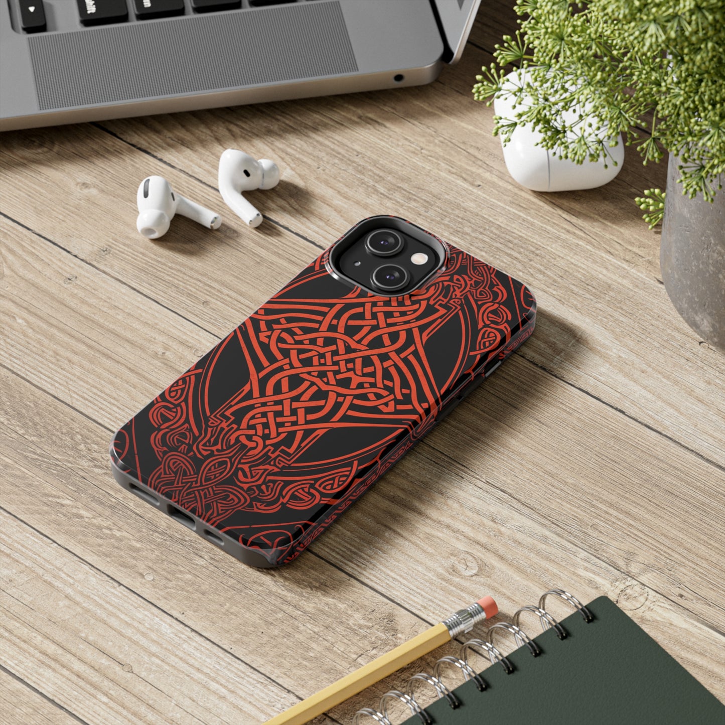 Eternal Weave iPhone Case, Red Celtic Tribal Knots | Timeless Symbolism iPhone Case for Models 11 through 14 Pro Max