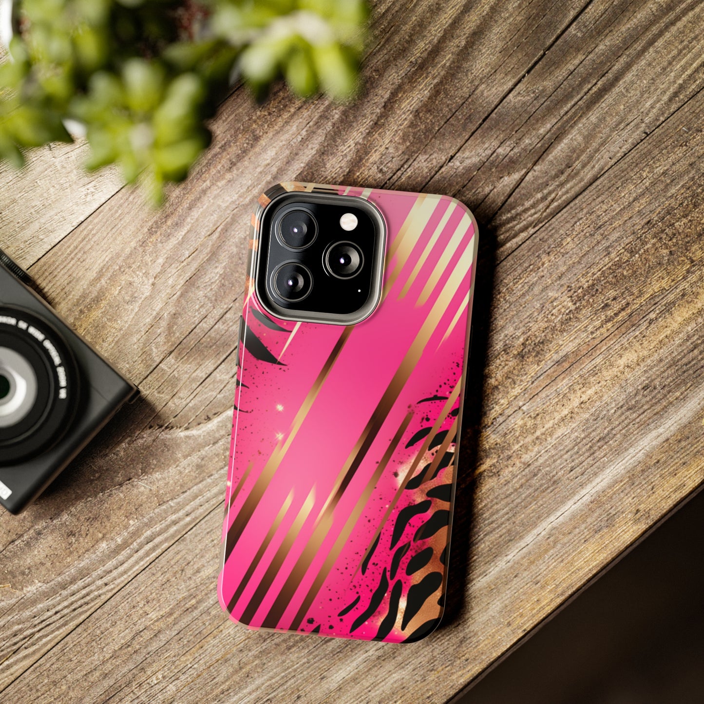 Elegant Wilderness: Pink & Gold Tiger Stripes | Mesmerizing Lush iPhone Case