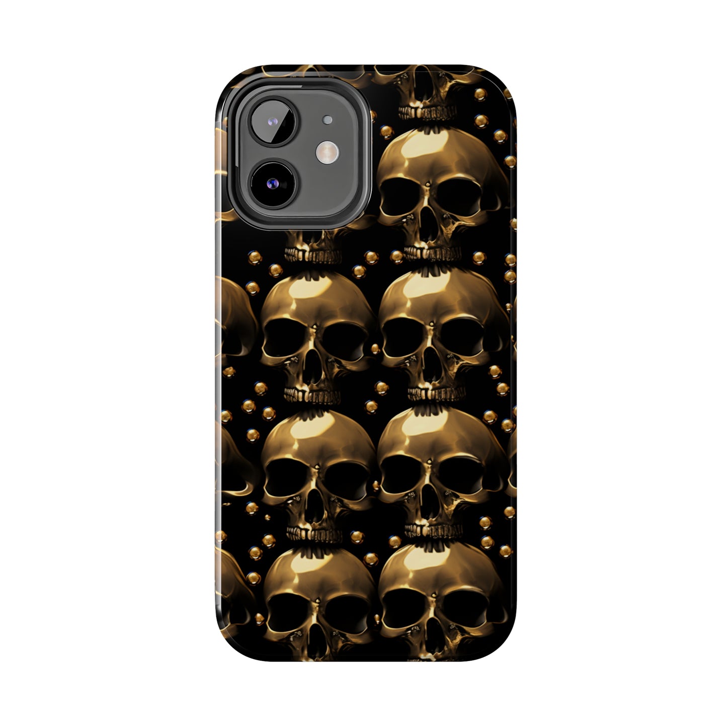 iPhone Case Golden Enigma: Where Goth Meets Glamour | Gold Skulls iPhone Tough Case