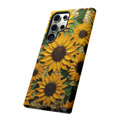 Sunflower Floral Color Explosion Mosaic Glass