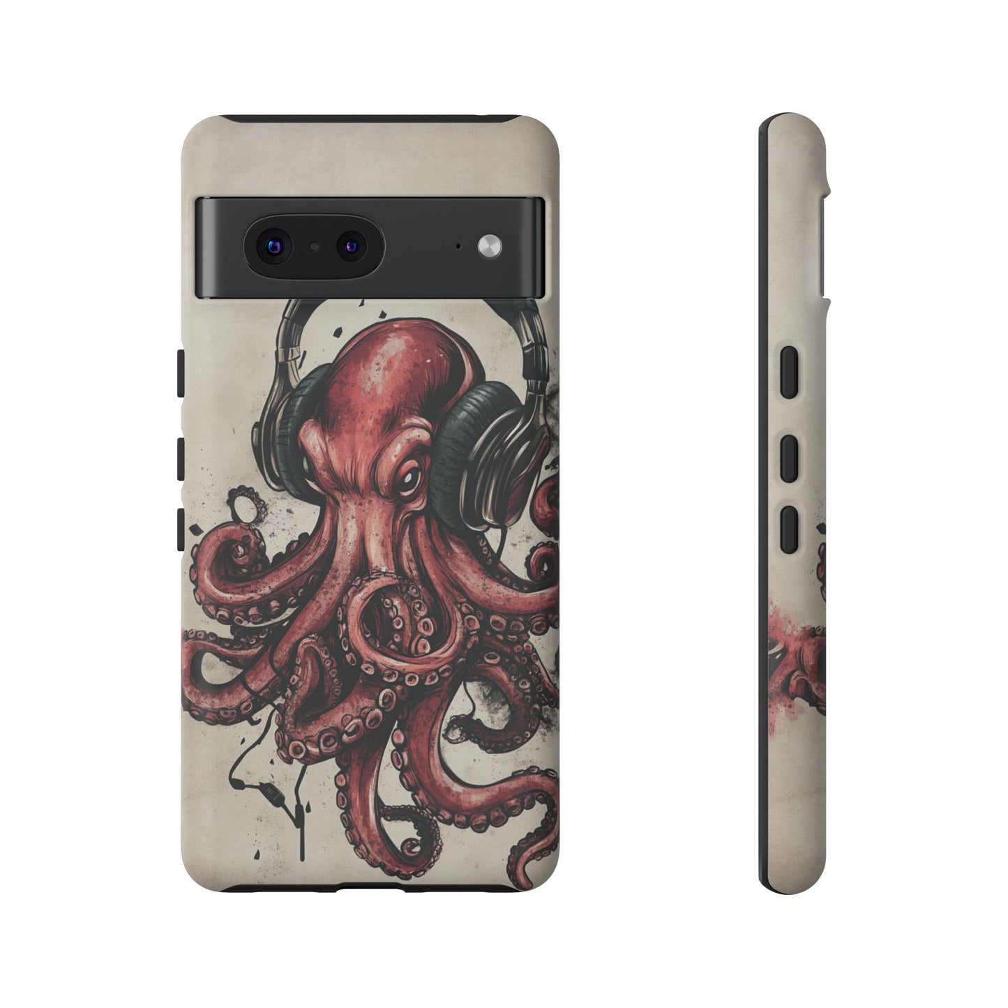 Retro Style Japanese Octopus Listening to Headphones Phone Cover