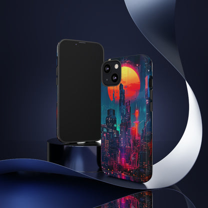 Cyberpunk Full Moon Cityscape Phone Case