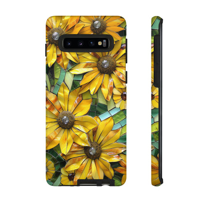 Yellow and Gold Daisy Mosaic Stained Glass Phone Case for iPhone 15, 14, Pro Max, 13, 12 & Samsung Galaxy S23, S22, S21, Google Pixel