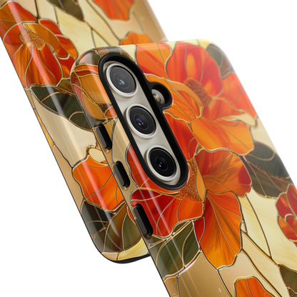 Orange Floral Phone Case Stained Glass Flower Aesthetic