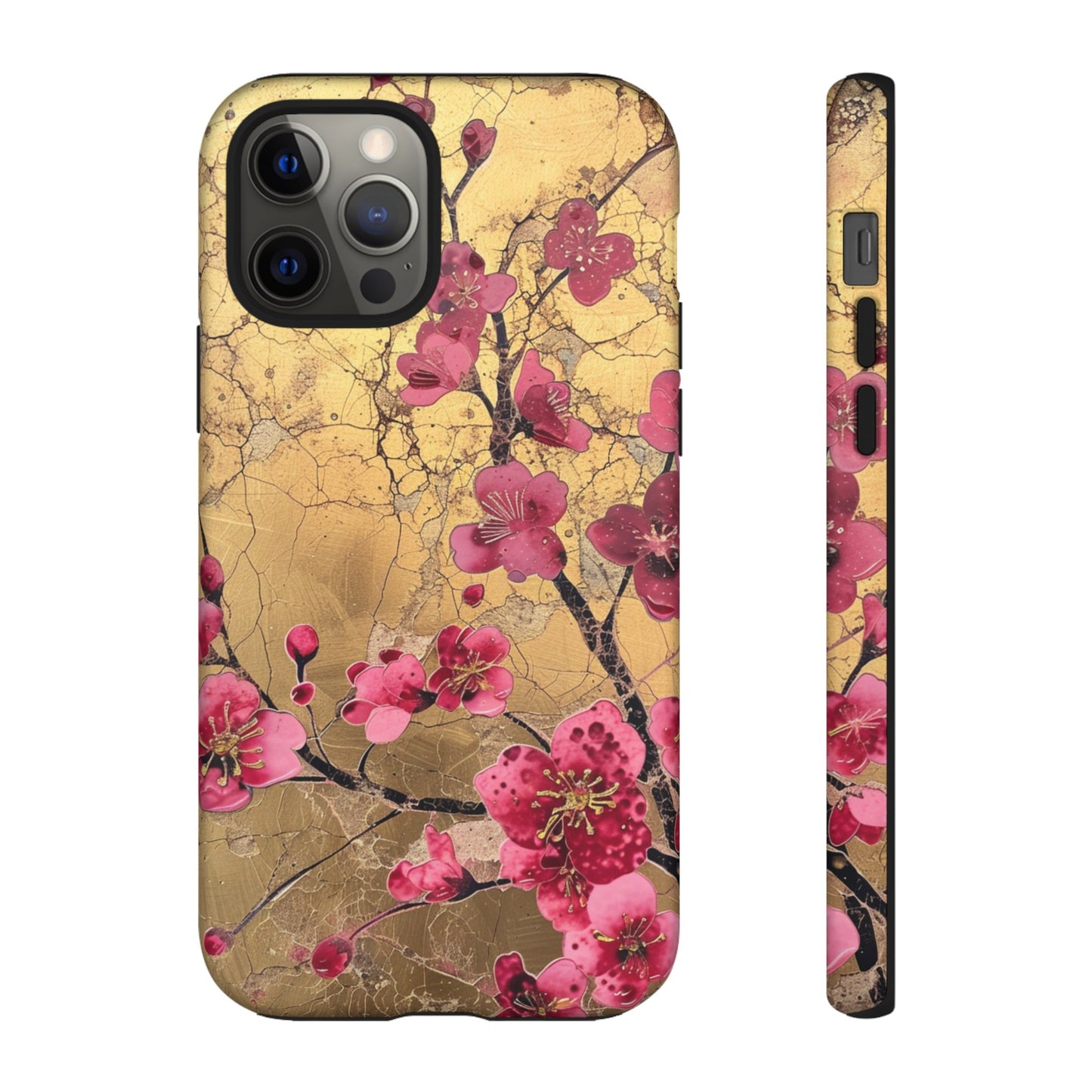 Pink Forget Me Nots Gold Floral Phone Case