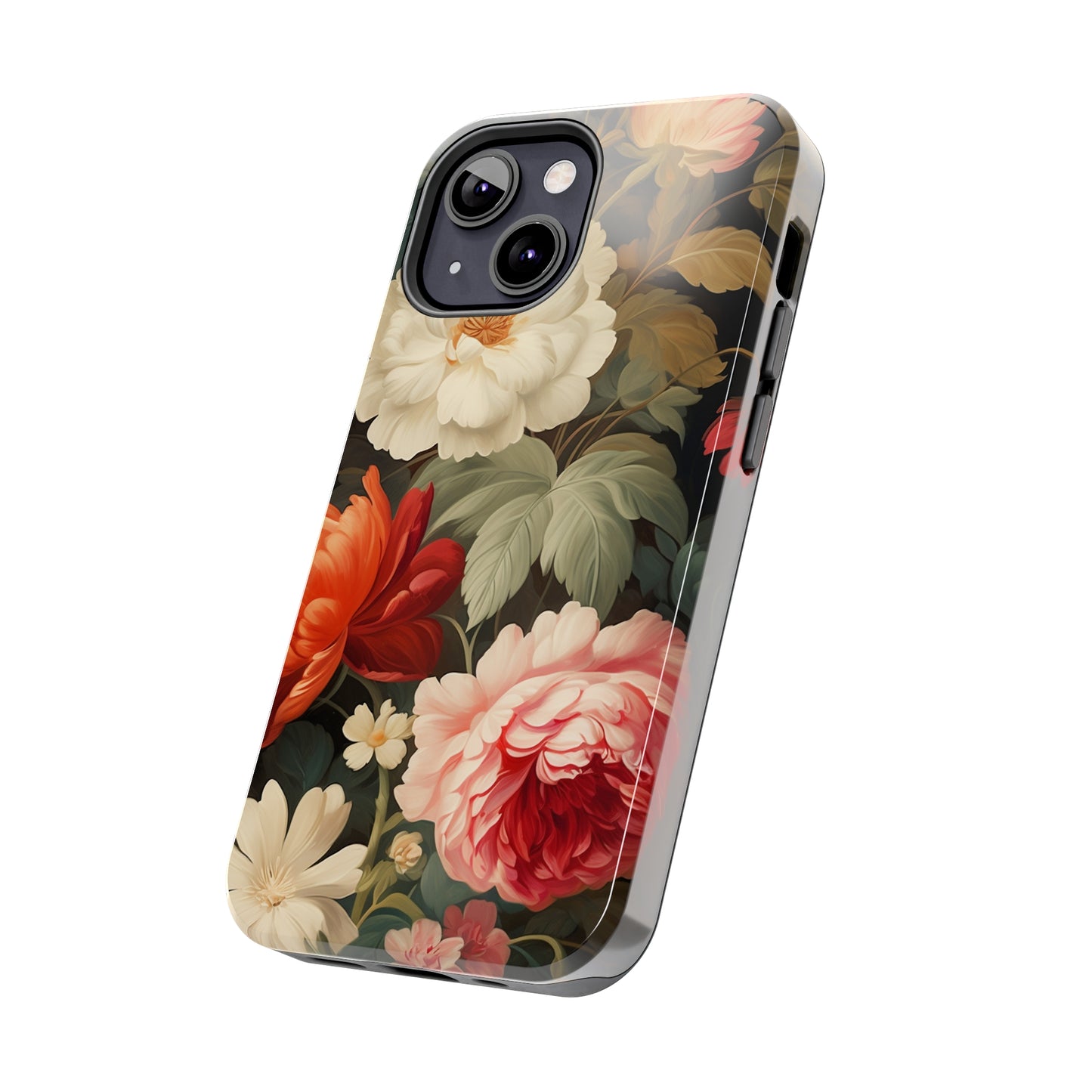 Vintage Floral Aesthetic Phone Tough Case | Antique Elegance for iPhone 11, 12, 13, 14