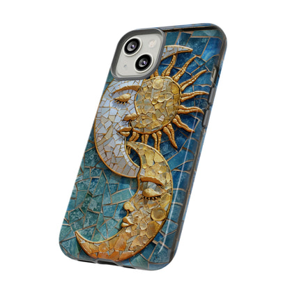 Boho Sun and Moon Mosaic Tile Stained Glass Phone Case