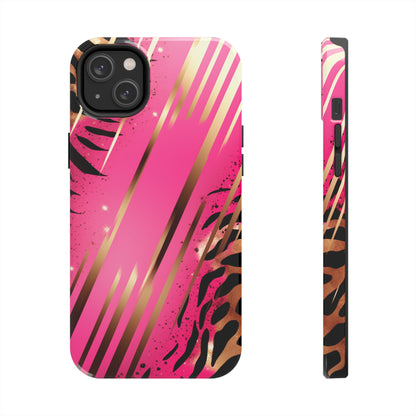 Elegant Wilderness: Pink & Gold Tiger Stripes | Mesmerizing Lush iPhone Case