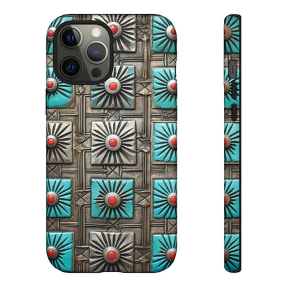 Vintage Navajo Native American Turquoise Concho Phone Case for iPhone 15, 14, 13, 12, 11 Pro Max, 14 Plus, iPhone XS Max, iPhone XR, iPhone 7, 8, 14, 15 Plus, SE