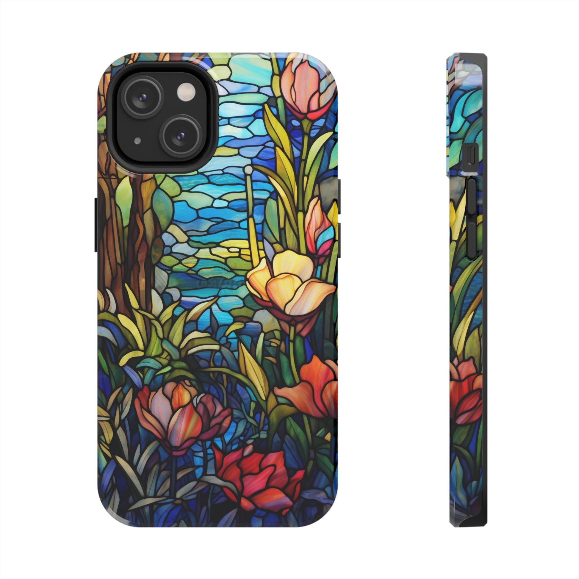 Durable Tough Case with Stained Glass and Floral Design