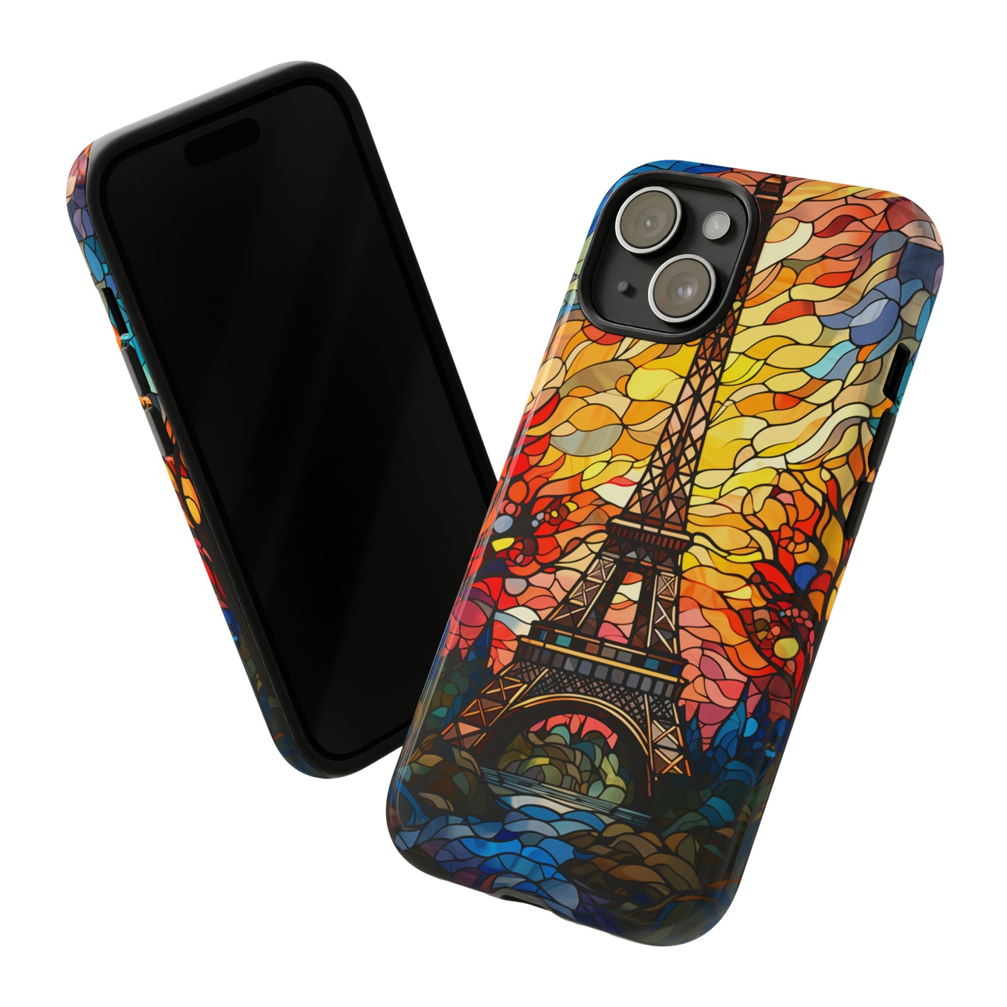 Parisian Elegance: Stained Glass Eiffel Tower | Artistic Flair iPhone Case for iPhone Models 11 through 14 Pro Max, Samsung Galaxy, and Google Pixel