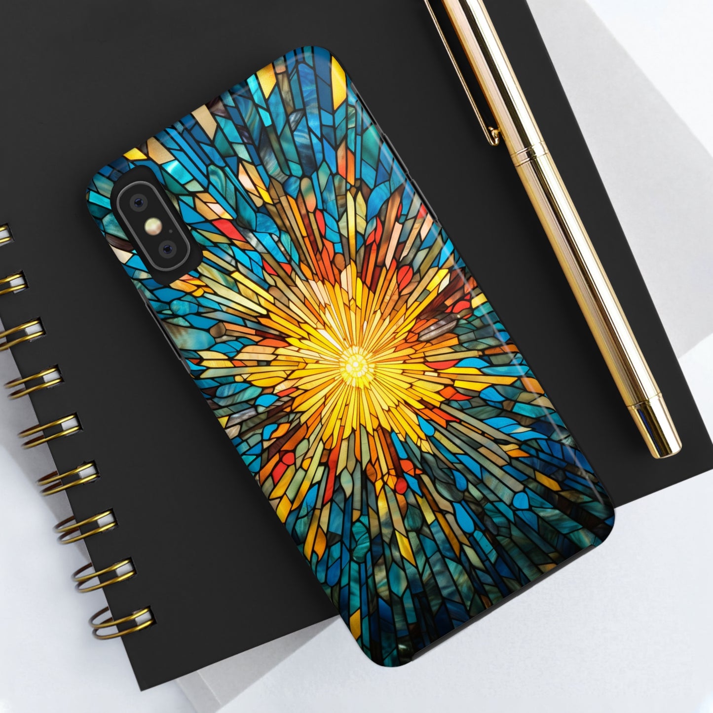 Stained Glass Sunburst Magic | Tough iPhone Case | Embrace Vibrant Style and Reliable Protection