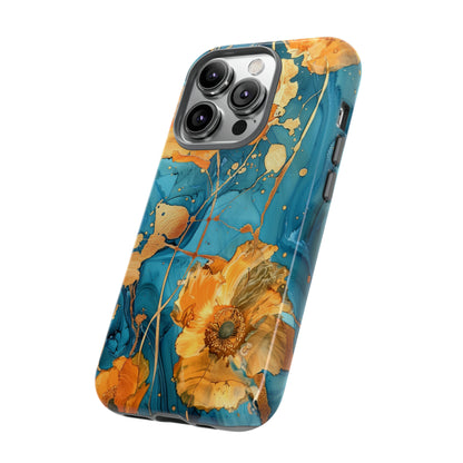 Gold Poppies Color Splash Floral Design Phone Case