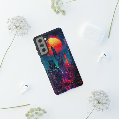 Cyberpunk Full Moon Cityscape Phone Case