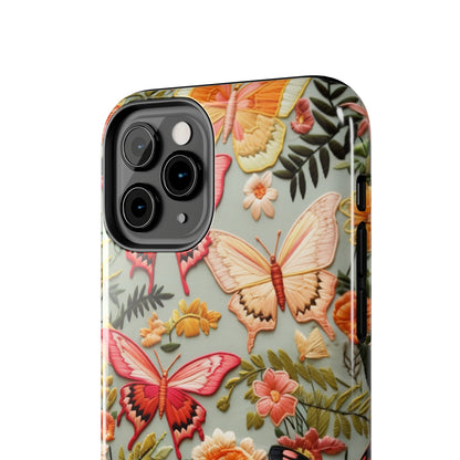 Embroidery Butterflies iPhone Case | Whimsical Elegance and Nature's Beauty in Handcrafted Detail