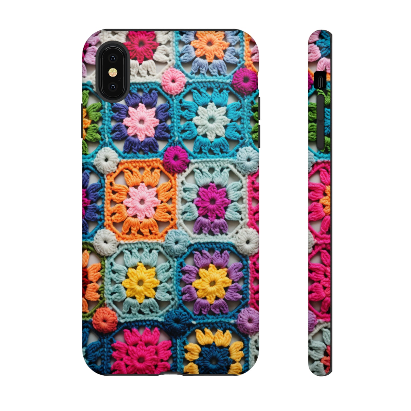Cottagecore-inspired crochet pattern case for iPhone