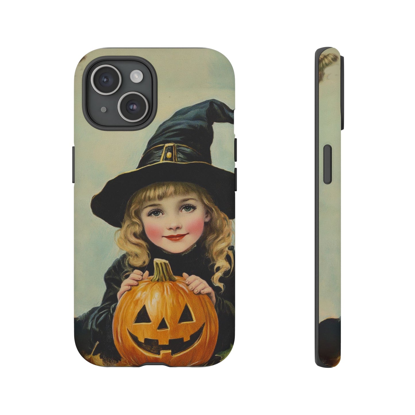 Vintage Halloween Card Witch and Jack-o'-lantern Phone Cover