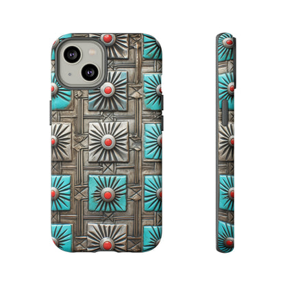 Vintage Navajo Native American Turquoise Concho Phone Case for iPhone 15, 14, 13, 12, 11 Pro Max, 14 Plus, iPhone XS Max, iPhone XR, iPhone 7, 8, 14, 15 Plus, SE