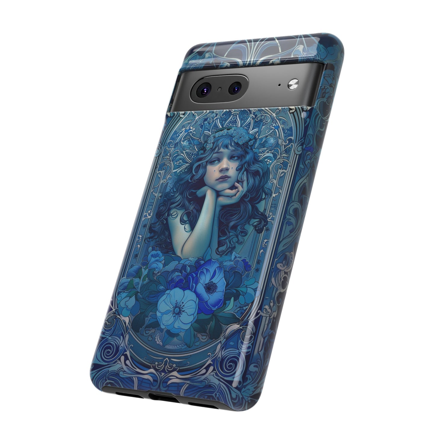 Blue Floral Art Nouveau Style Phone Case