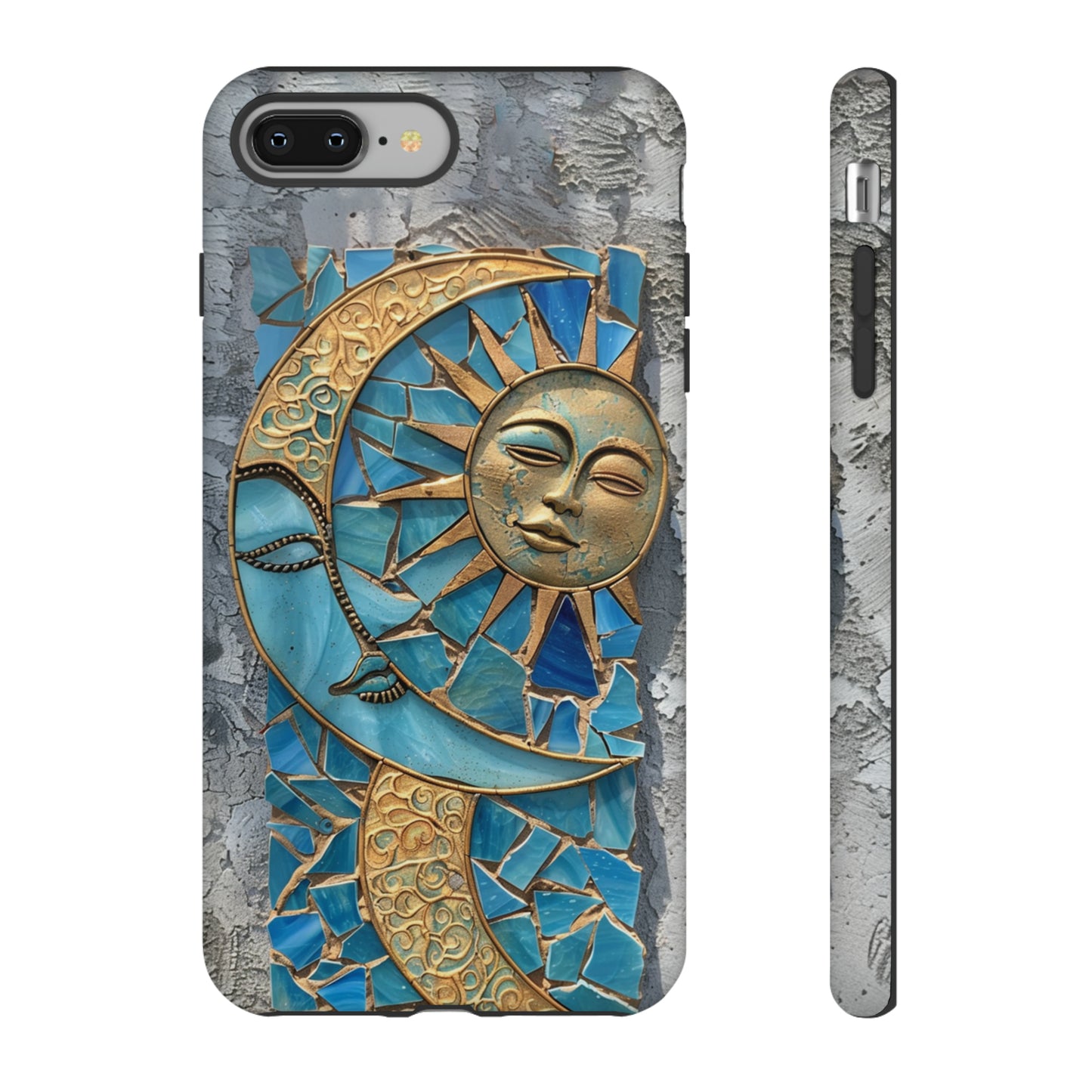 Boho Sun and Moon Mosaic Tile Stained Glass Phone Case