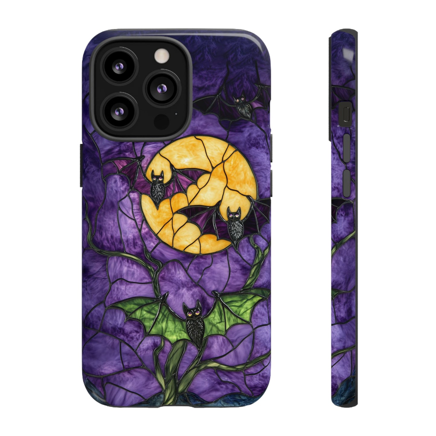 Full Moon Stained Glass Style Halloween Bats Phone Case