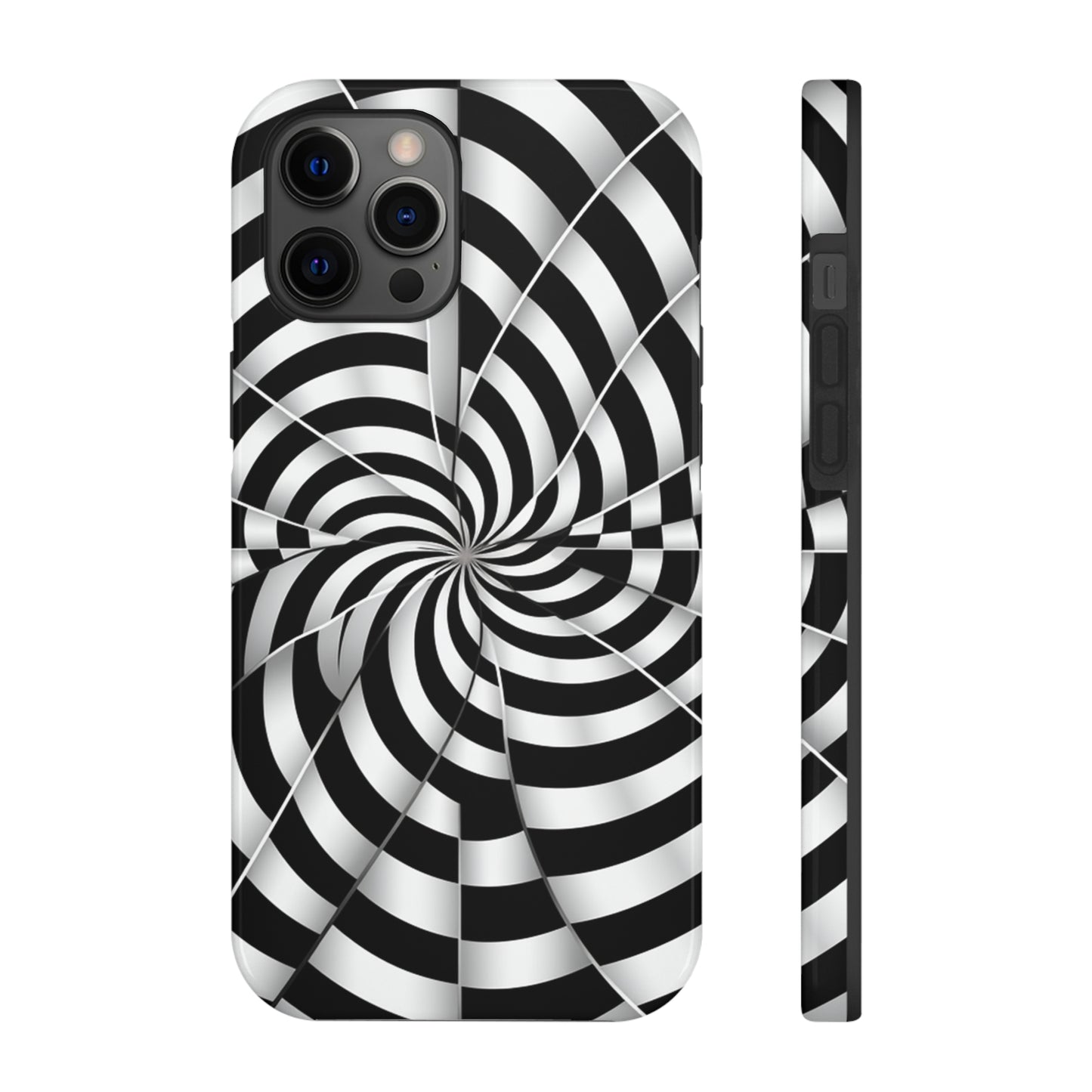 Trippy Black and White Optical Illusion Tough iPhone Case | Psychedelic Phone Cover