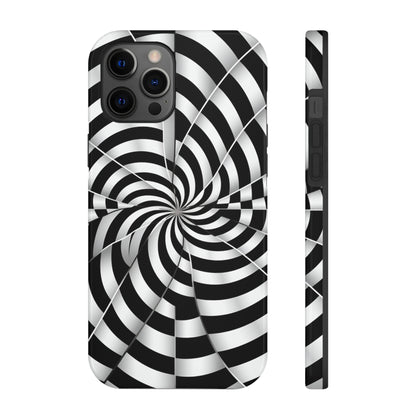 Trippy Black and White Optical Illusion Tough iPhone Case | Psychedelic Phone Cover