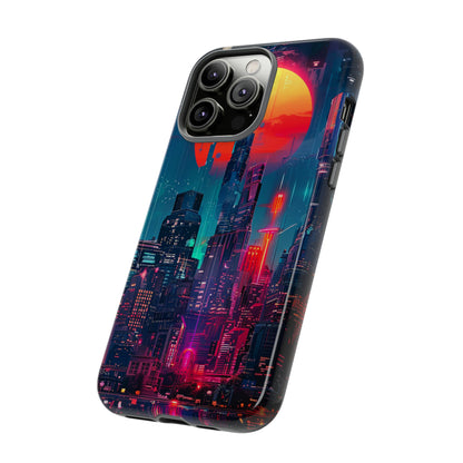 Cyberpunk Full Moon Cityscape Phone Case