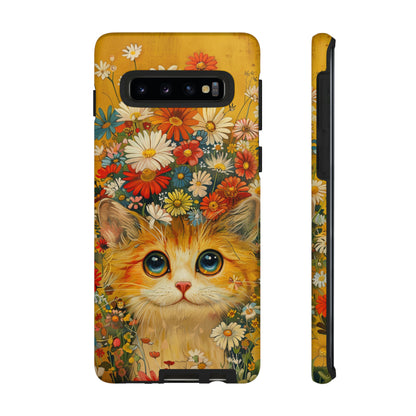 Cute Cat in Floral Garden Phone Case