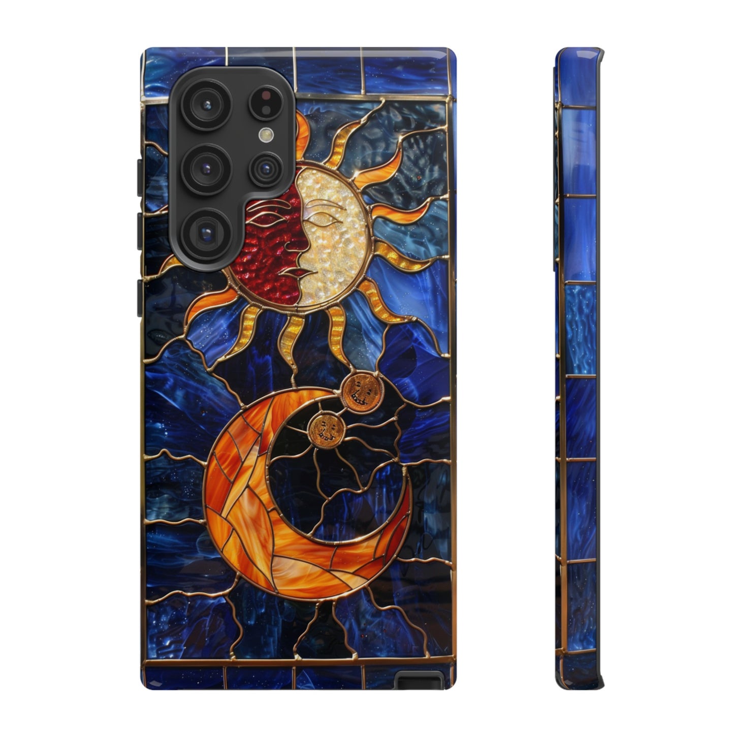 Celestial Stained Glass Moon and Stars iPhone 15 Case