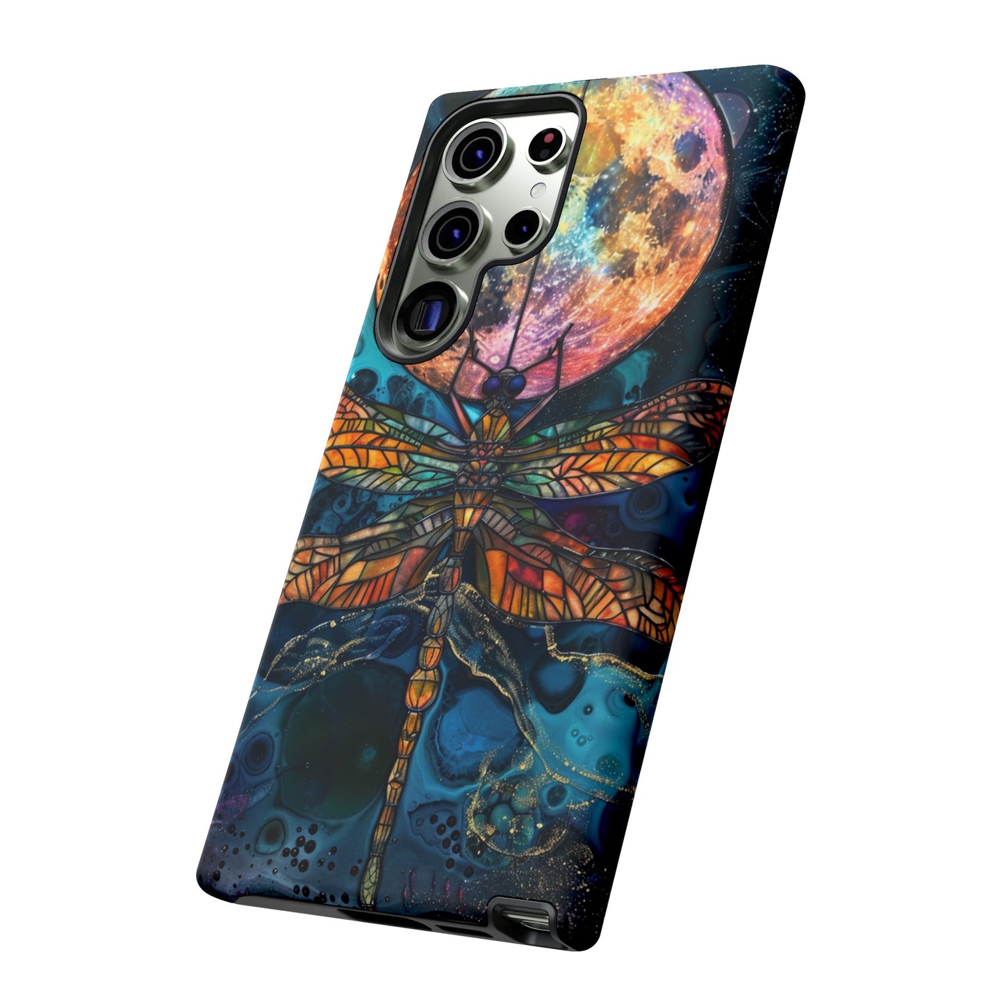 Full Moon Stained Glass Dragonfly Phone Cover