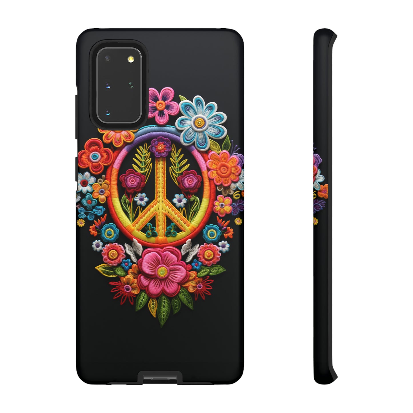 Peace Sign Embroidery Floral Hippie Style Phone Case