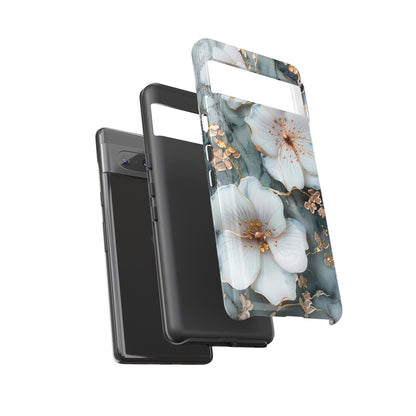 White Flower on Marble Stone  Phone Case