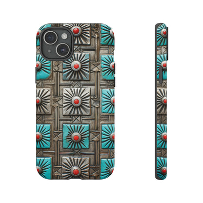 Vintage Navajo Native American Turquoise Concho Phone Case for iPhone 15, 14, 13, 12, 11 Pro Max, 14 Plus, iPhone XS Max, iPhone XR, iPhone 7, 8, 14, 15 Plus, SE