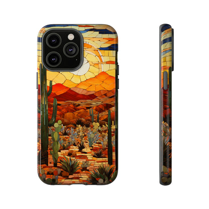 Desert Sunset Cactus Mosaic Tile